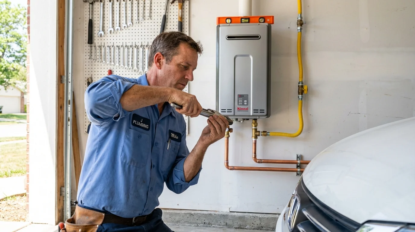 Tankless water heater installation by a Johns Plumbing LLC plumber in Kingman