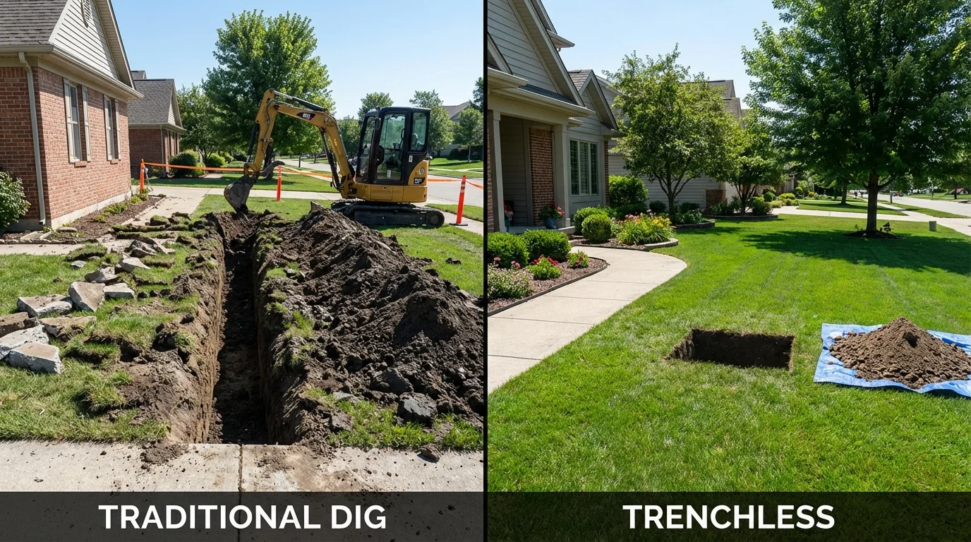Trenchless sewer repair with minimal yard damage versus traditional excavation in Kingman, AZ